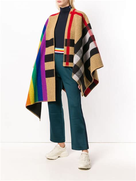 burberry rainbow vintage check poncho